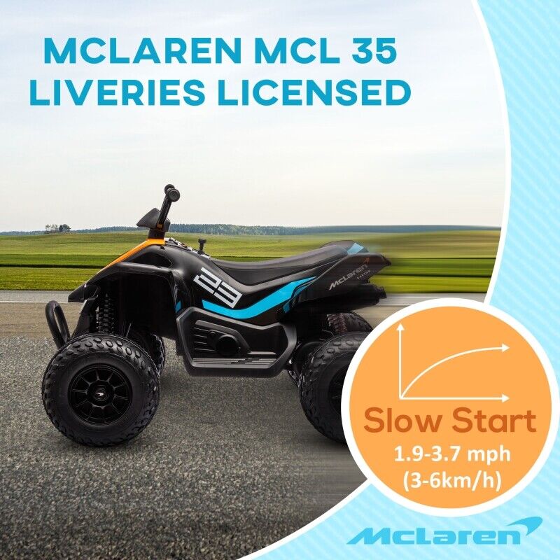 Kids Ride On 12V Electric McLaren Quad Bike Orange